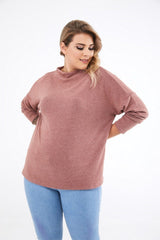 Women's Dusty Rose Scoop Neck Long Sleeve Knuckle Sweater Pra-2633929-599614