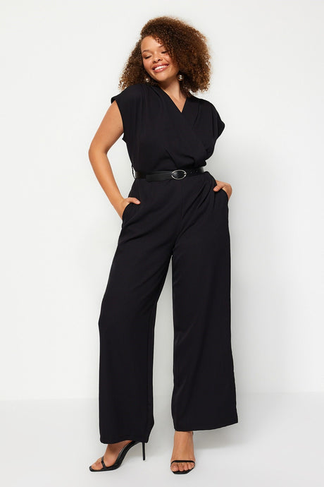 Black Belt Woven Jumpsuit Tbbss23bg00004