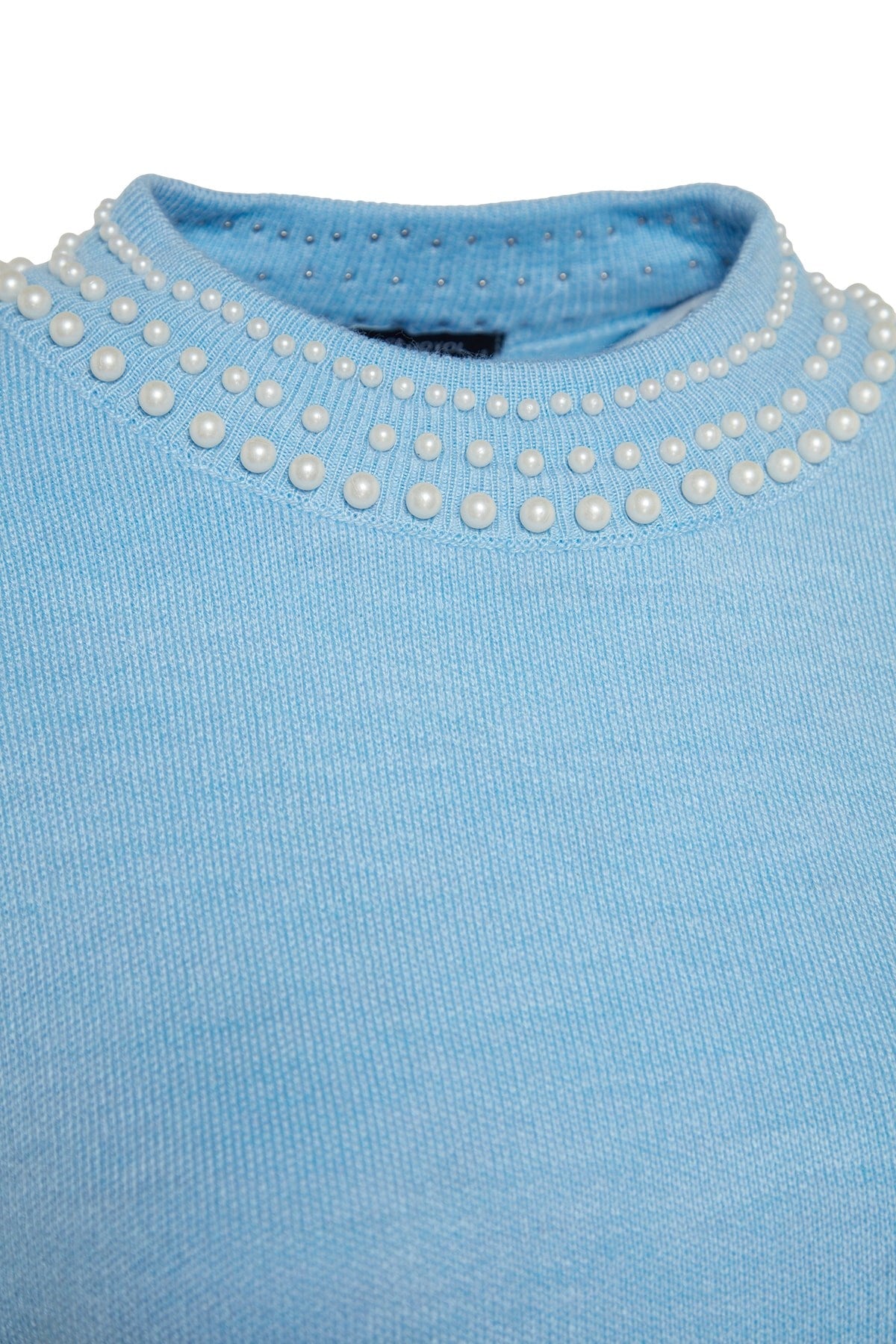 Ice Blue Pearl Detailed Knitwear Sweater Tctaw24ak00143