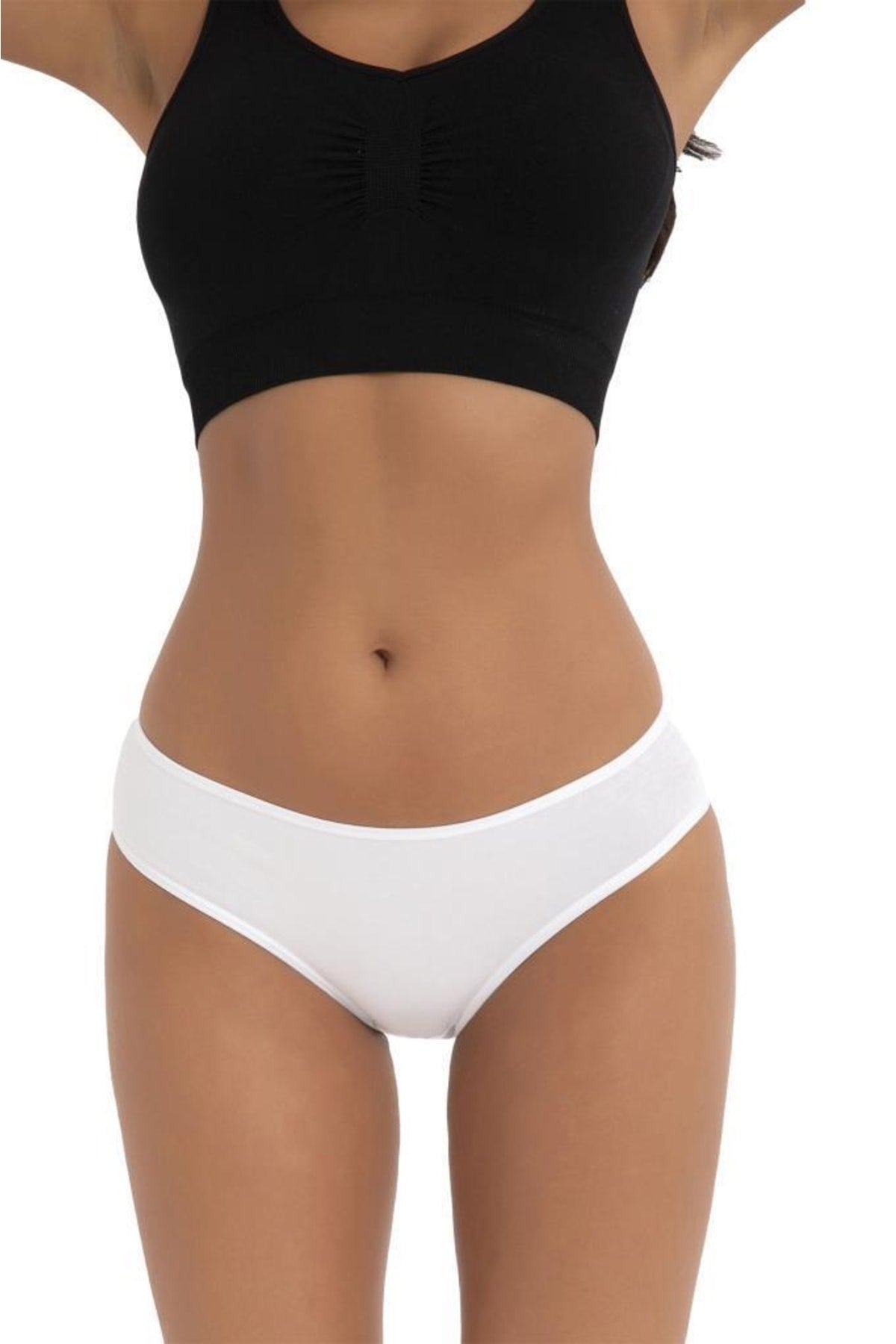 (10pcs) Compact Combed Cotton Elastane High Waist Classic Slip Bikini Women Panties 2057 Alm2057-10