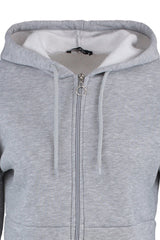 Grey Zipper Hooded Casual Fit Crop Thick Inside Polare Knitted Sweatshirt Twoaw23sw00028