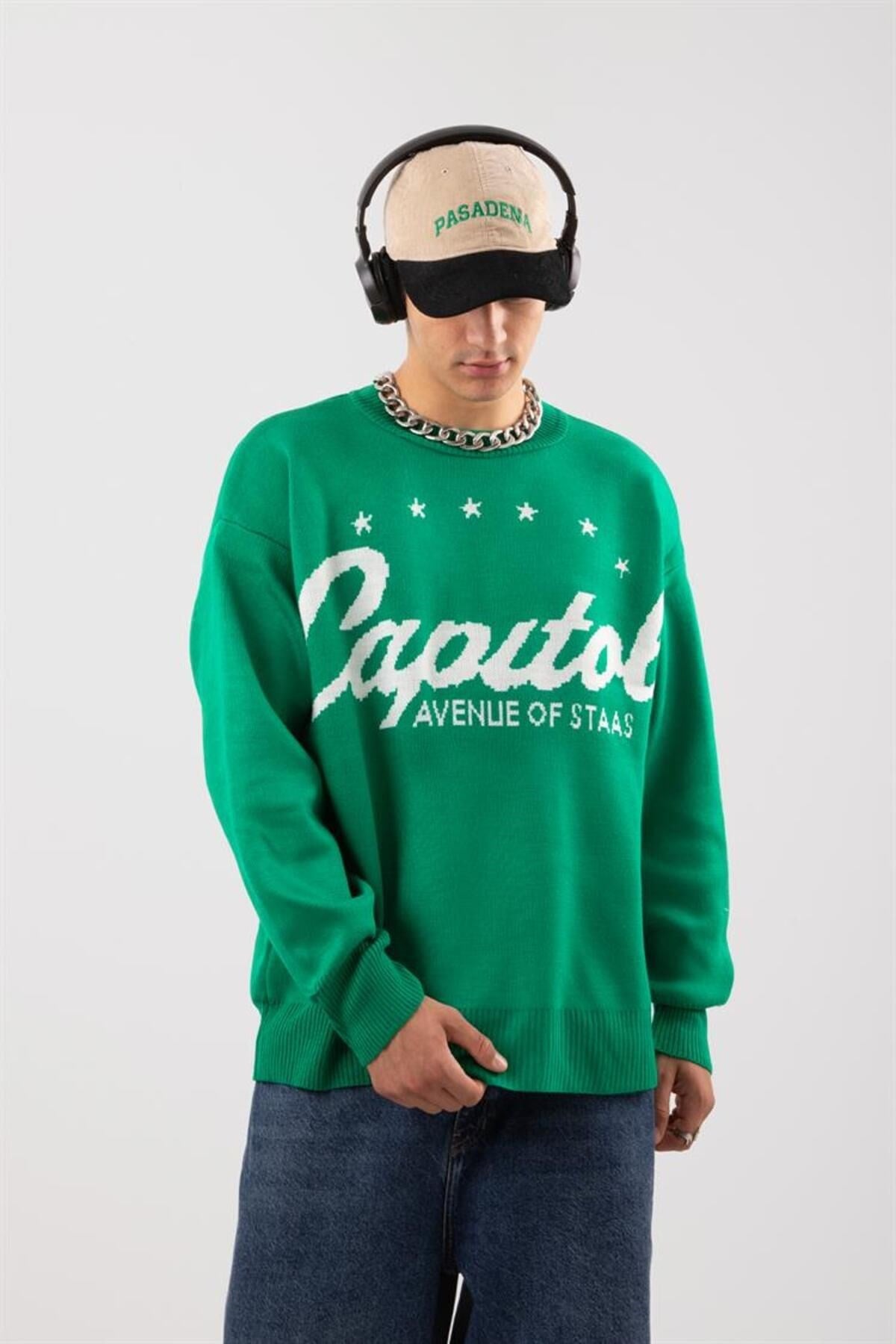 Capítol Stars Stitched Green Knitwear Sweater Flaw-097-007-003