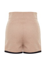 Beige Stripe Detailed Tweed Woven Shorts Skirt Twoaw24sr00058