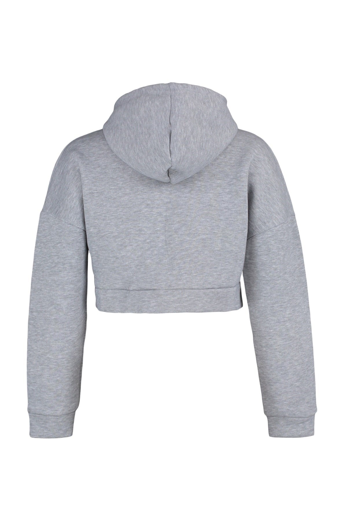 Grey Zipper Hooded Casual Fit Crop Thick Inside Polare Knitted Sweatshirt Twoaw23sw00028