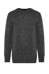 Anthracite Unisex Regular Fit Crew Neck Tag Detailed Soft Knitwear Sweater Tmnaw24kz00050