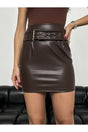 Short Leather Skirt With Coffee Belt Tyc33la2kn170132361023206