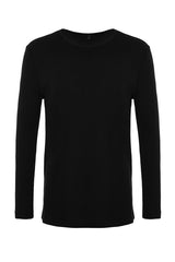 Black Men's Cycling Collar Long Sleeve Thermal Underwear Tmnaw24ts00002