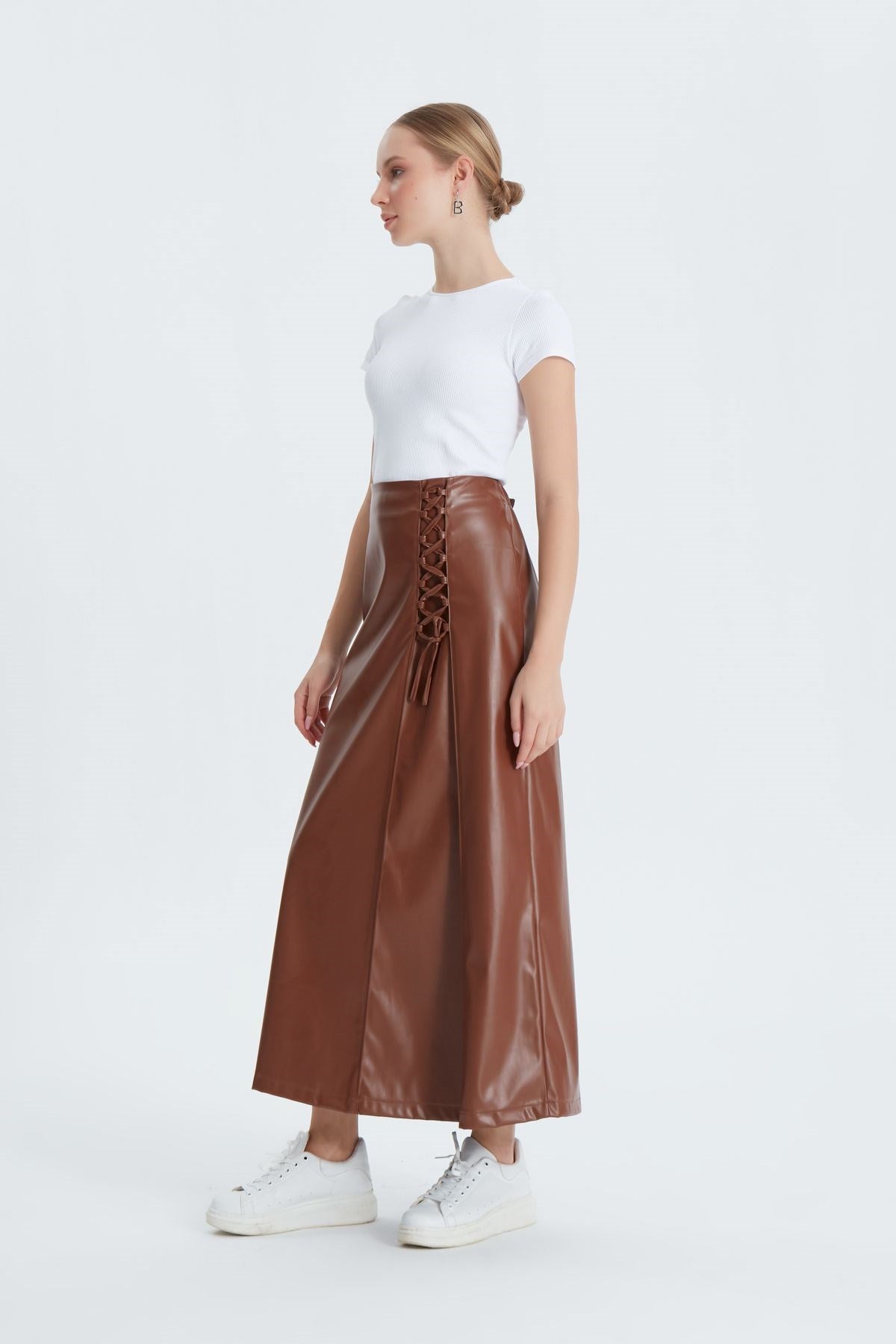 Black Linea Leather Skirt Lnadretk