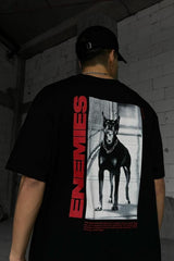 Enemies Back Printed Black Oversize T-shirt Flaw-036-005-060