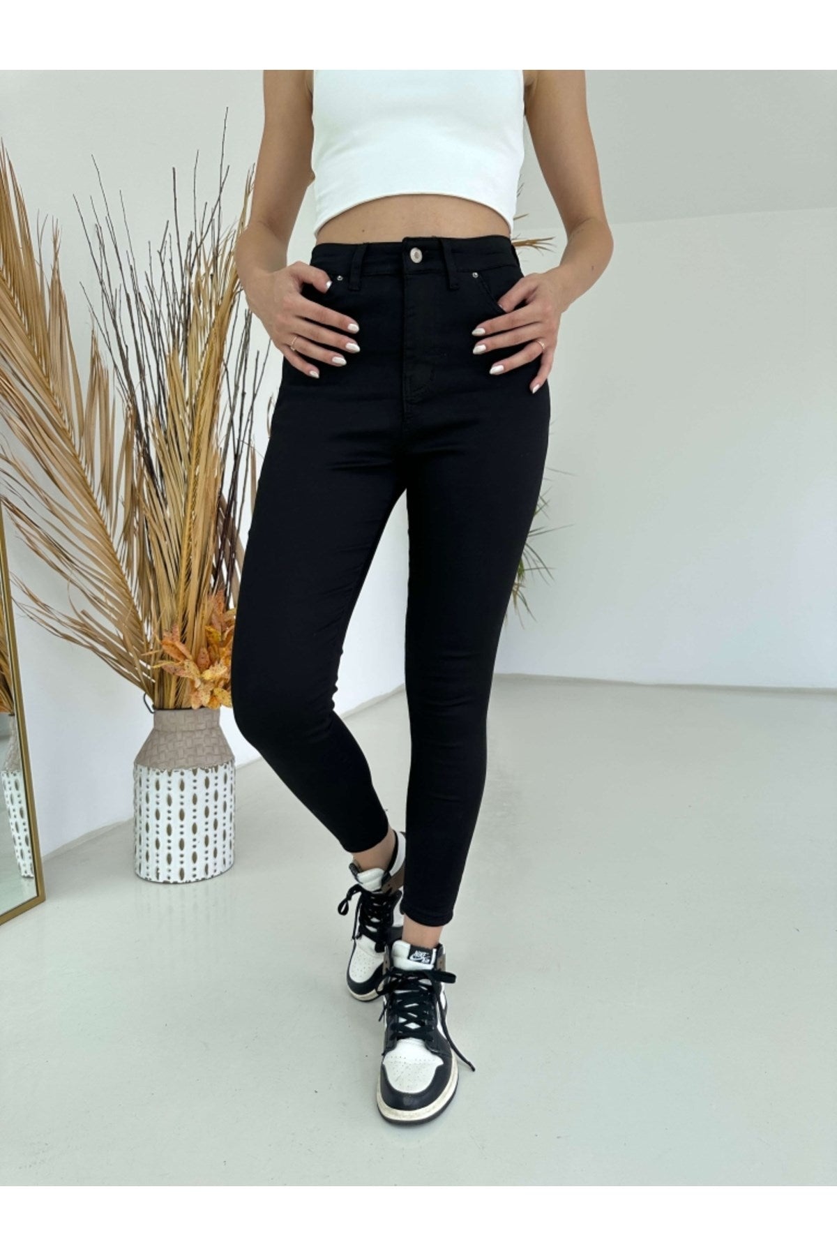 Black Lycra High Waist Jean 4206