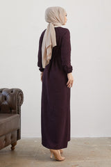 Mini Belted Zipper Abaya - Purple Ms00tz6011