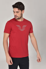 Men's Red Solid Color Printed Casual Sports Short Sleeve T-shirt 8814 Tb20ml07s8814-1|1057