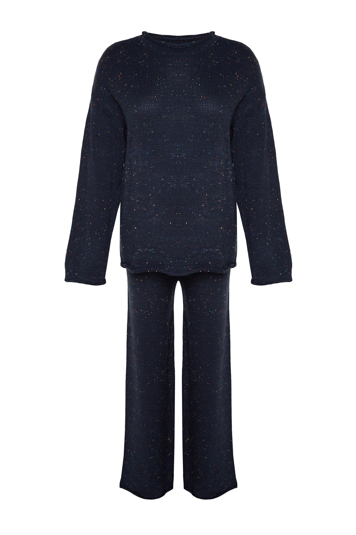 Navy Blue Knitwear Bottom Top Suit Tbbaw24cp00008