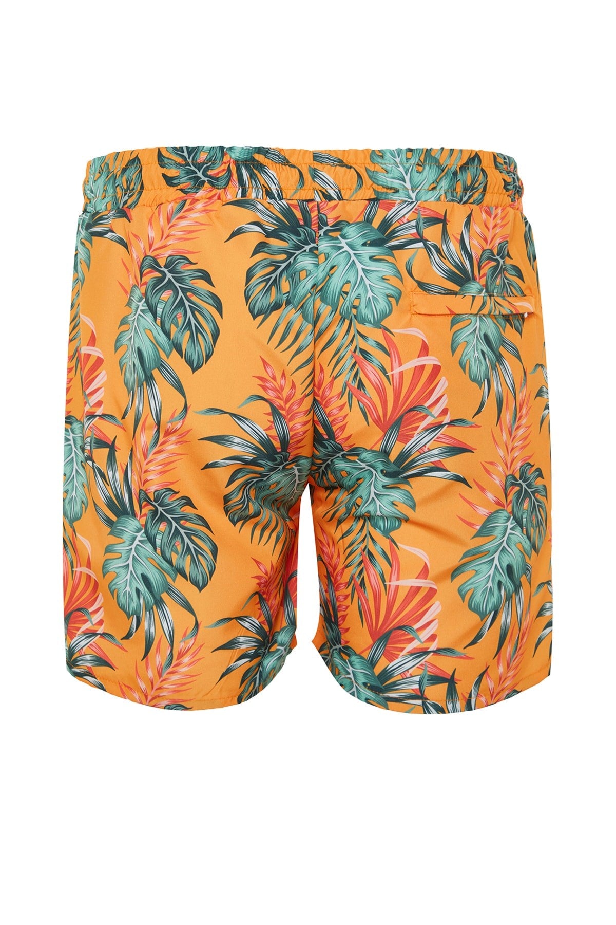 Orange Mens Standard Size Tropical Printed Swimsuit Marine Shorts Tmnss23ds00020