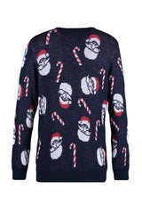 Multicolor Mens Slim Fit Crew Neck Santa Claus Patterned Christmas Knitwear Sweater Tmnaw23kz00218