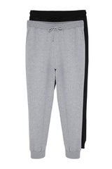 Grey-black Men's Regular/regular Fit Leg Elastic Jogger 2-pack Sweatpants Tmnaw22ea0279