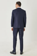 Men's Navy Regular Fit Patterned Suit 4a3022100116