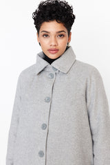 Grey Button-lined Cashmere Coat Tctaw23ab00007