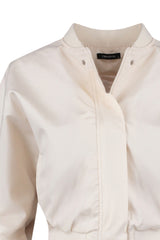 Beige Oversize Ruffle Detailed Waterproof Bomber Jacket Coat Twoss22mo0099