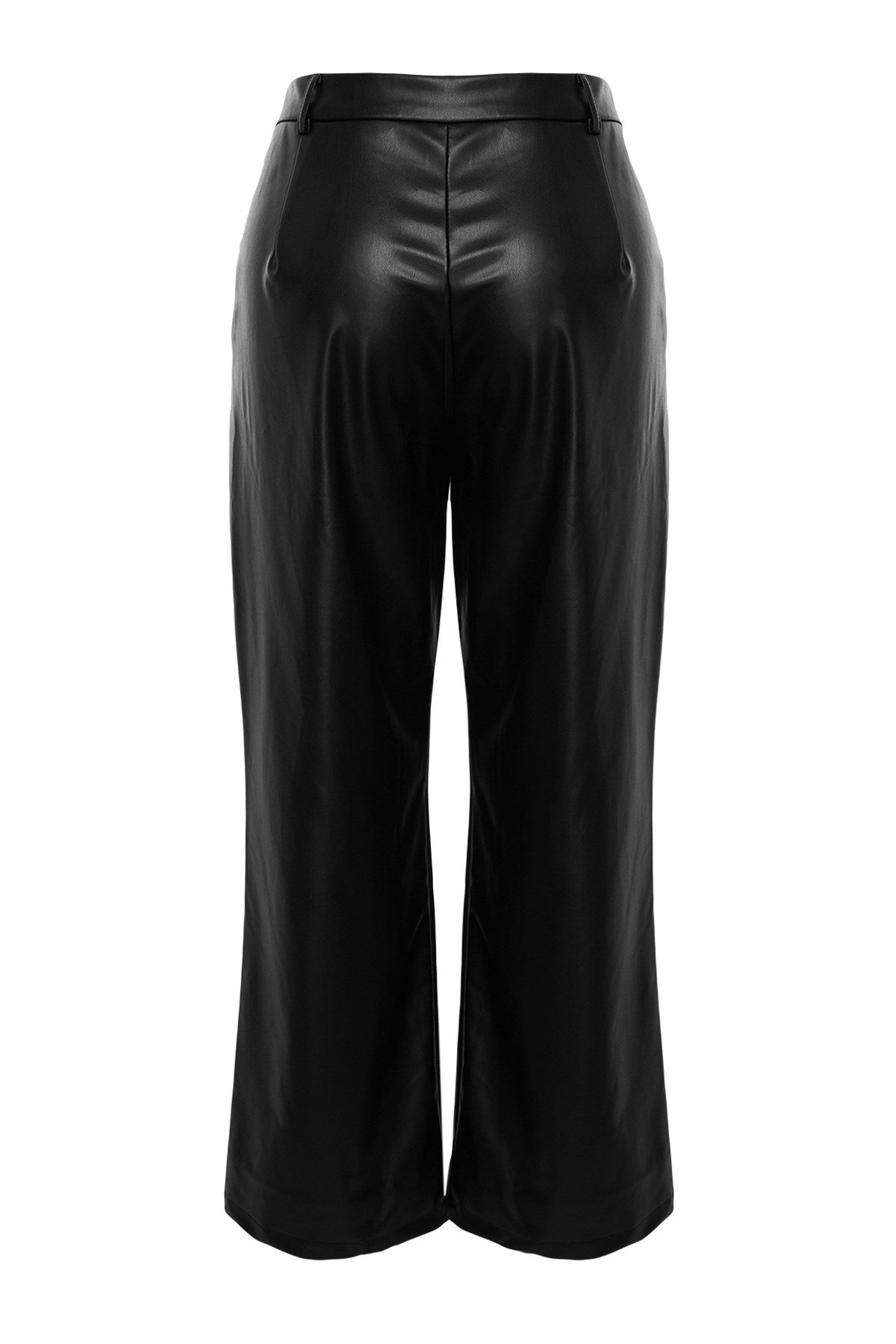 Black Wide Cut Faux Leather Woven Pants Tbbaw24ar00004