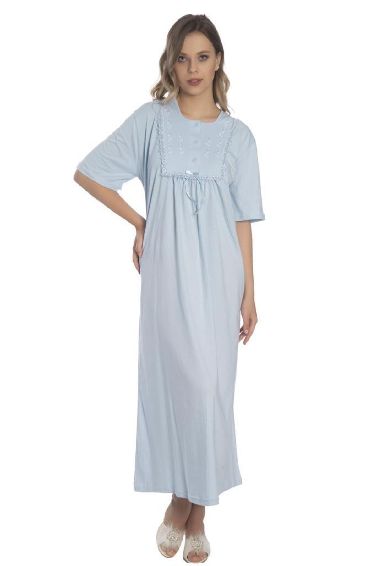 Cotton Short Sleeve Combed Nightgown Akala9006