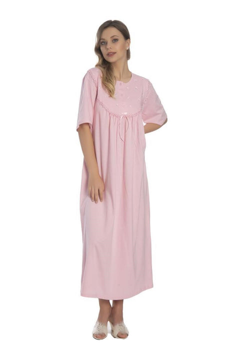 Cotton Short Sleeve Combed Women Nightgown 9008 Akala9008