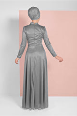 Women Grey Embroidered Evening Dress 5810 20yabltr5810