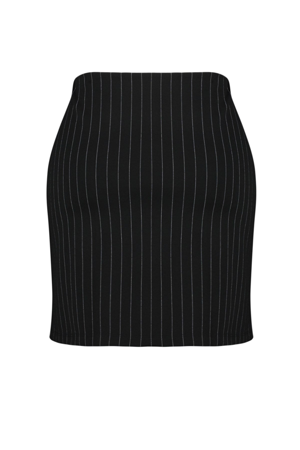 Black Striped Basic Interlock Knitted Plus Size Skirt Tbbaw24az00032