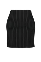 Black Striped Basic Interlock Knitted Plus Size Skirt Tbbaw24az00032