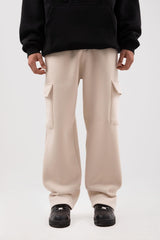 Beige Sweatpants With Cargo Pockets Flaw-200-004-001