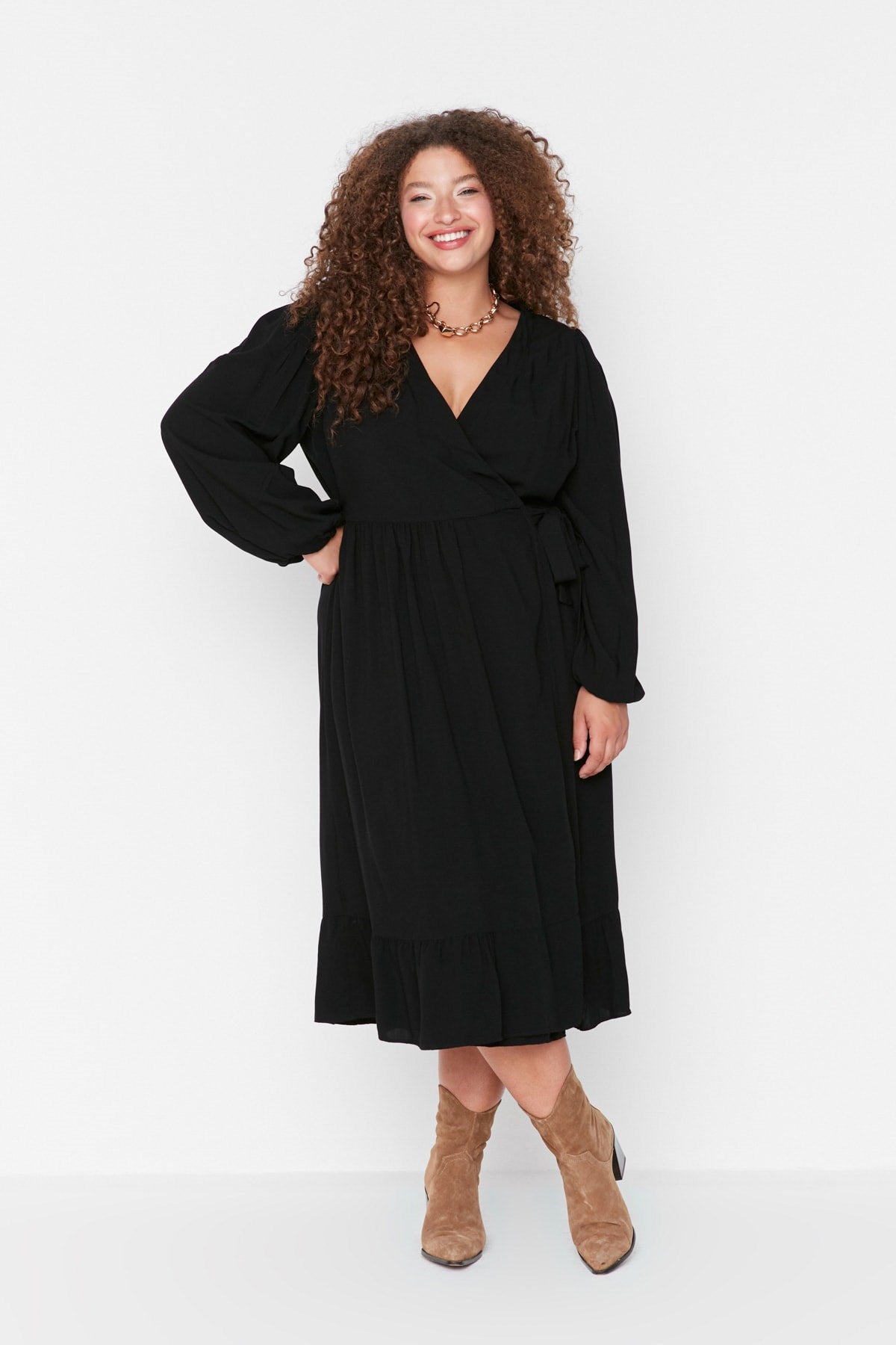 Black Double Breasted Woven Dress Tbbaw23ah00104