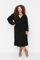 Black Double Breasted Woven Dress Tbbaw23ah00104