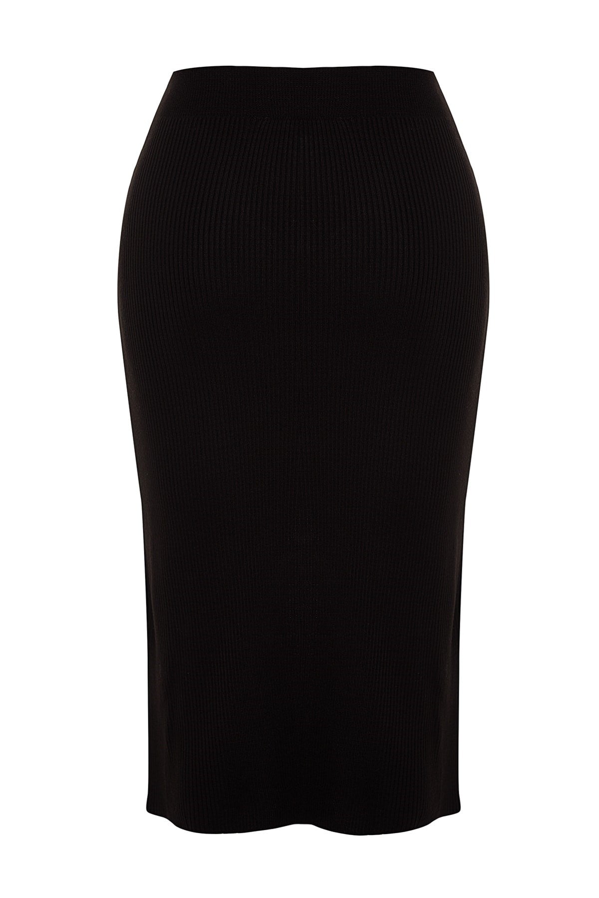 Black Gold Button Detailed Ribbed Knitwear Skirt Tbbaw24az00000