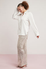 Tuna Women's Plus Size Sequin Semi Lined Flare Pants Ti̇na01072023