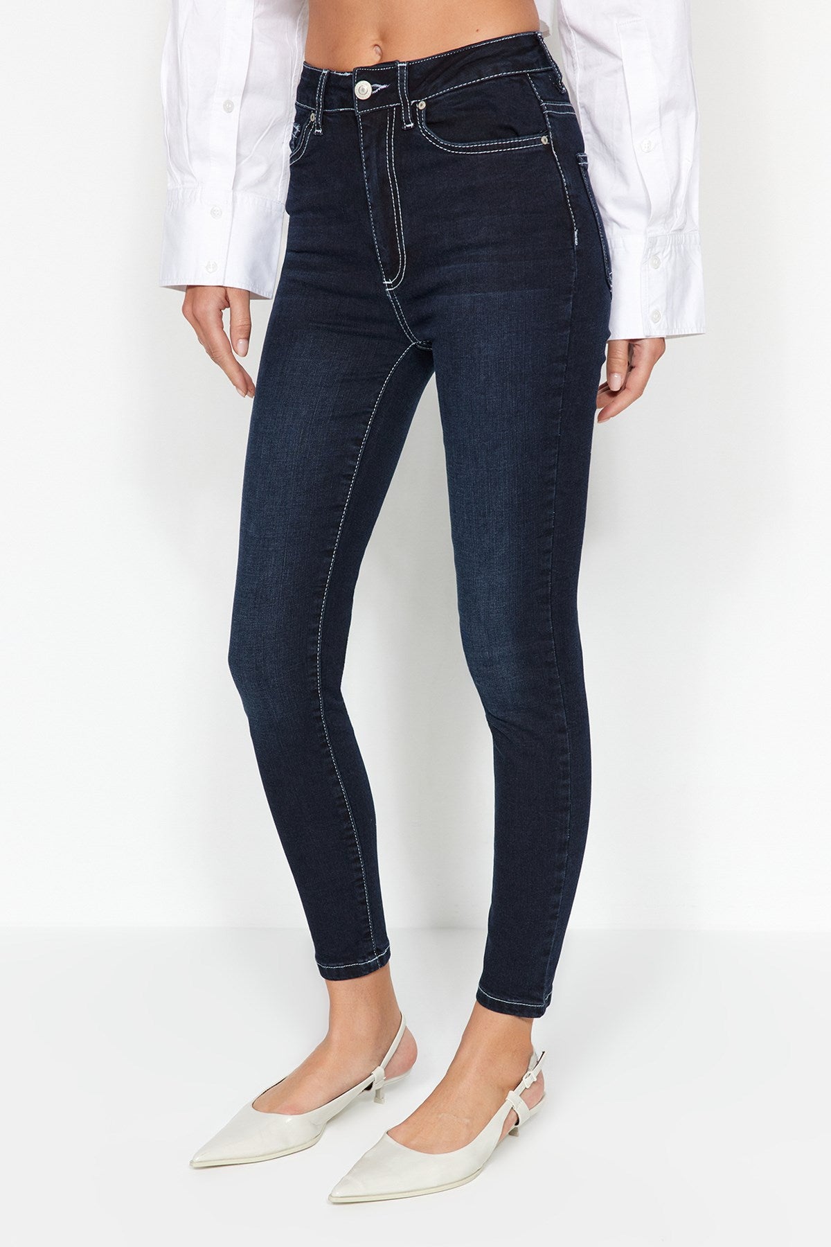 Black Shaping Effect High Waist Skinny Jeans Twoaw24je00070