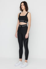 X Sagaza Studio Black Jumper Lanyard Bib Detailed And Push Up Stitched Sports Leggings Tclss23ty0000