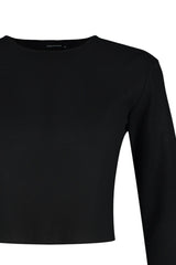 Black Low Shoulder Crew Neck Crop Thessaloniki/knitwear Look Knitted Blouse Twoaw24bz00168