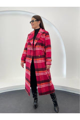 Premium Coat With Fuchsia Plaid Ey-1090