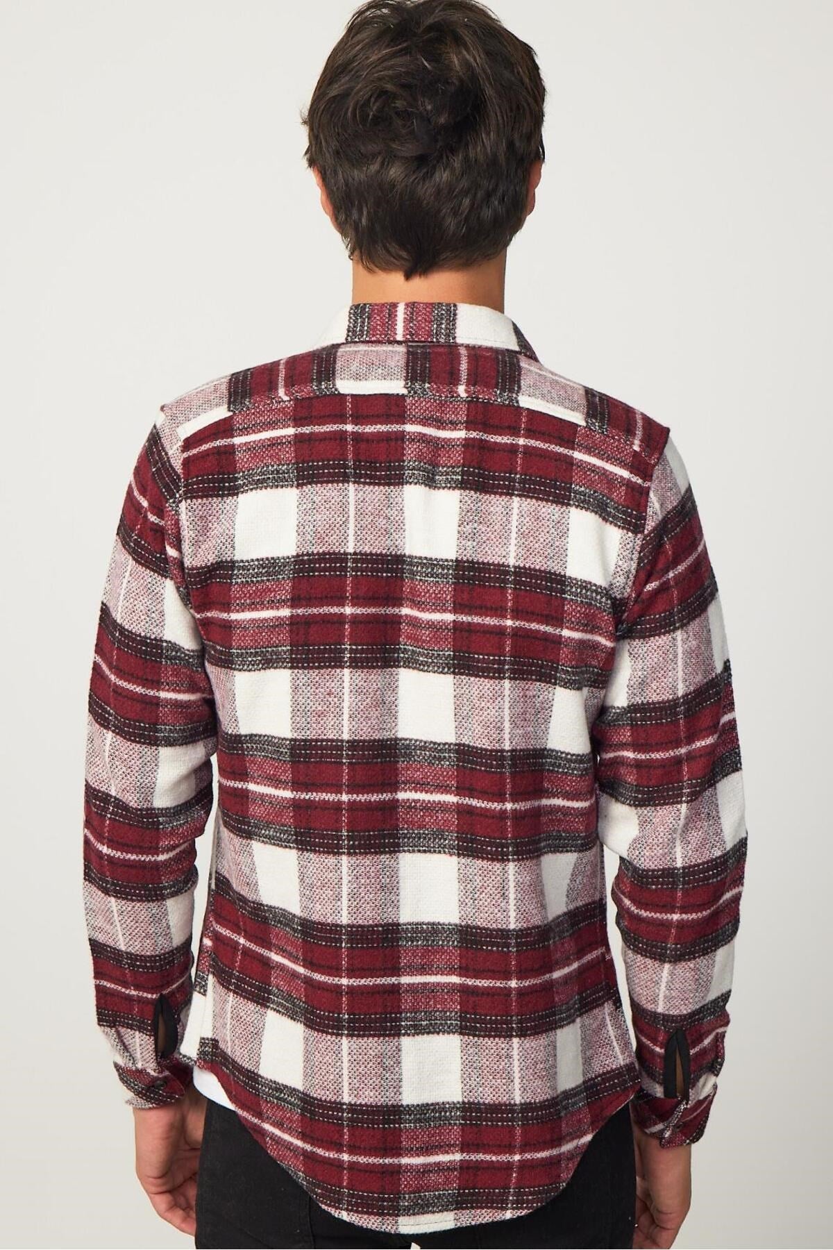 Slim Fit Slim Fit Sports Collar Lumberjack Mens Shirt Dr240023-3002