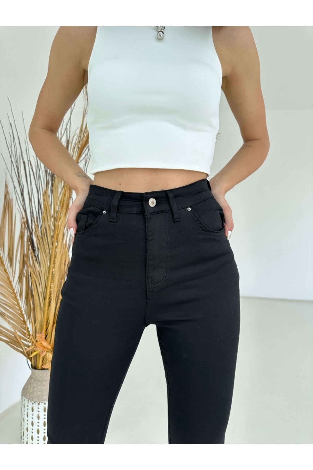 Black Lycra High Waist Jean 4206