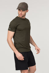 Green Men's Bike Collar Short Sleeve Sweatproof Workout Fitness Sports And Daily Fit T-shirt 1332tb1