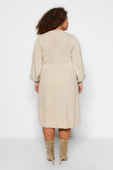 Beige Knit Detailed Knitwear Dress Tbbaw24ah00018