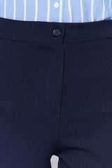 Navy Blue Spanish Leg Flare Woven Pants Tofaw19bb0581