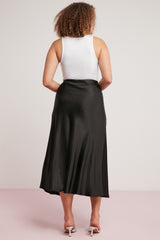 Alessi Women Plus Size Flush Viscose Satin A Line Midi Length Skirt Alessi01072023