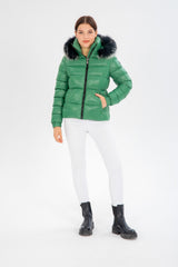 Women's Short Removable Fur Hooded Padded Inflatable Coat 8347 Gfx8347