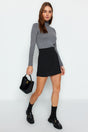 Black Interlock High Waist Zipper Mini Knit Skirt Twoaw24et00195