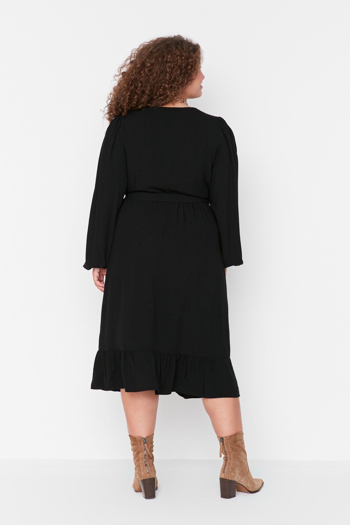 Black Double Breasted Woven Dress Tbbaw23ah00104