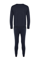 Navy Blue Men's Regular/regular Fit Labeled Inner Soft Feather Cotton Tracksuit Tmnaw21em0060