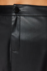 Black Slit Faux Leather High Waist Maxi Knitted Skirt Twoaw24et00198