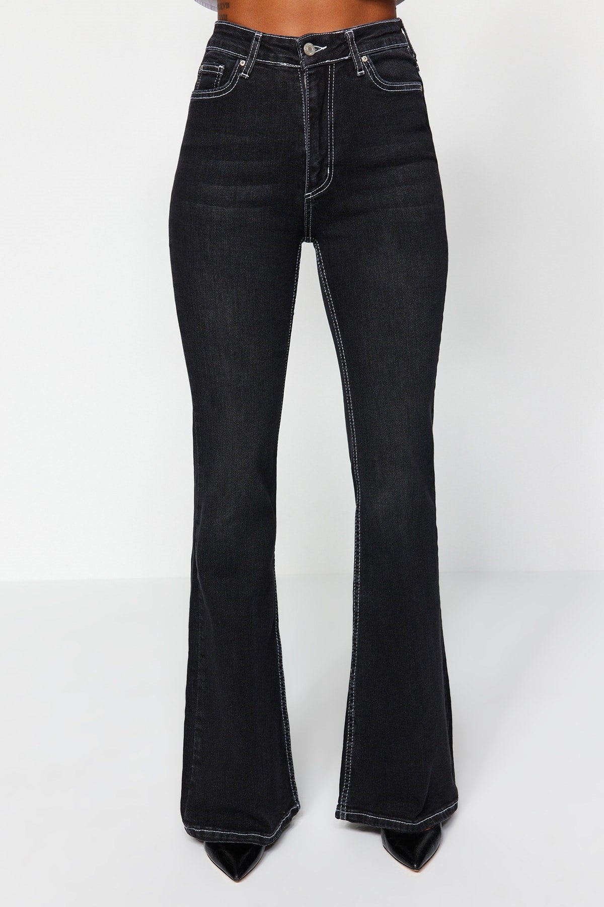 Black High Waist Flare Jeans Twoss22je0460